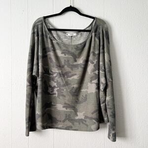 Tresics Womens Sweater 2X Camouflage Waffle Knit Relaxed Stretch Minimalist NWOT